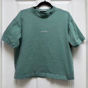 ZARA SHORT SLEEVE CROPPED SHIRT VALERIA VASI GREEN SMALL